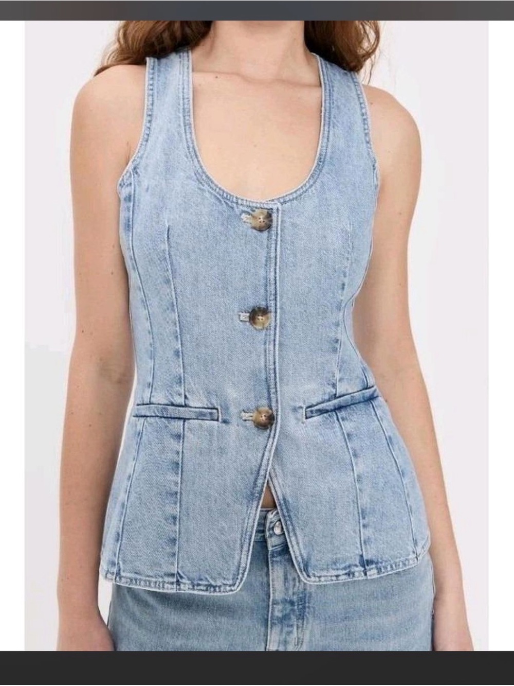 Madewell Light Blue Denim Button-Front Vest top 10